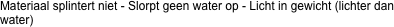 Materiaal splintert niet - Slorpt